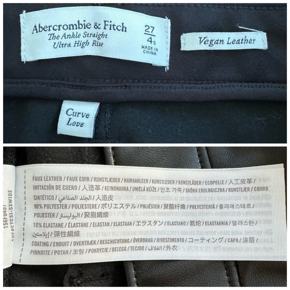Abercrombie & Fitch Faux Leather Ankle Straight Ultra High Rise Pants 27 / 4 S - Picture 14 of 14